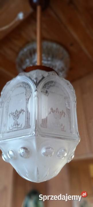 Lampa wisząca dekoracyjnie trawione szkło Skierniewice