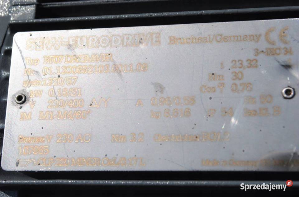 Motoreduktor kołnierzowy 018kw 57obr z hamulcem Kargowa