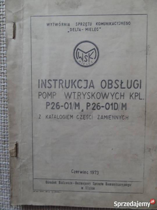 Instrukcja obsługi pomp wtryskowych P2601M i Szczecin