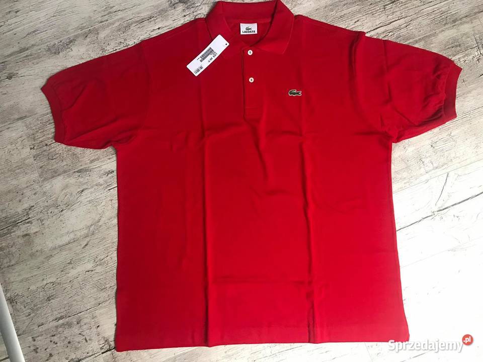 Czerwony tshirt Lacoste z metką XL Rozmiar XL Lubartów sprzedam