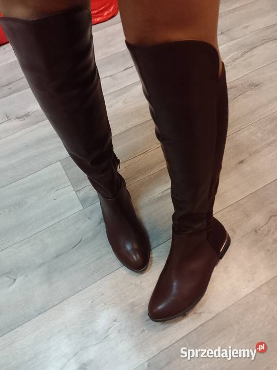 40 Brązowe czekoladowe Kozaki kolano skóra ekologiczna Kraków sprzedam