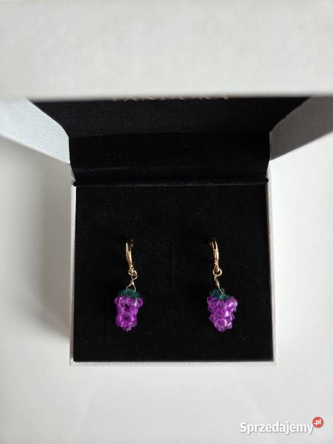 Kolczyki wiszące winogrona owoce małopolskie Liszki