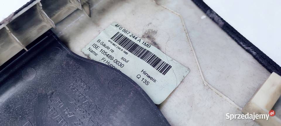OSŁONA SŁUPKA B PRAWA AUDI A6 C6 4F0867244A 1MB Tapicerki samochodowe Przystajń