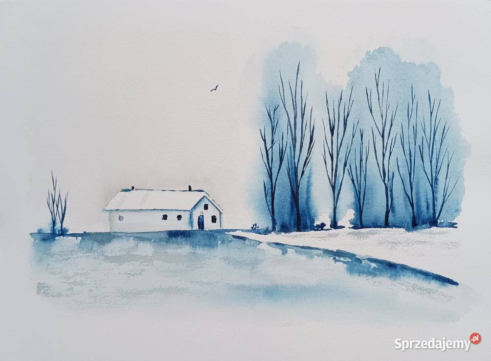 Akwarela Akwarelka Obraz pt Samotność 31x23 pomorskie Gdańsk