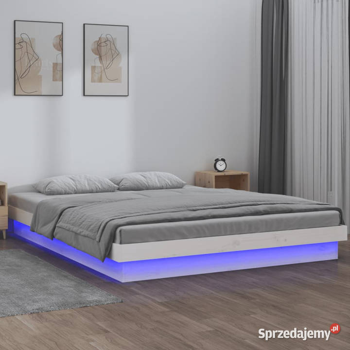 Rama łóżka z LED biała Super King lite drewno Warszawa