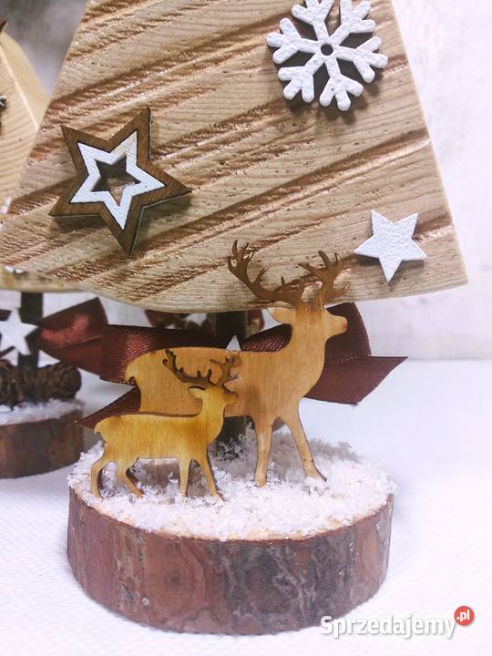 Choinki dekoracyjne w naturalnym kolorze drewna Wrocław