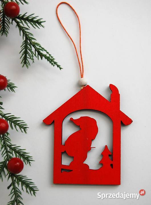 Mikołaj w domku zawieszka drewno Finlandia Lublin