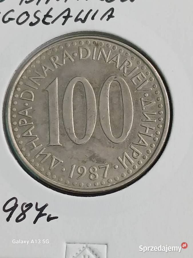 100 Dinarów Jugosławia 1987 r Konin