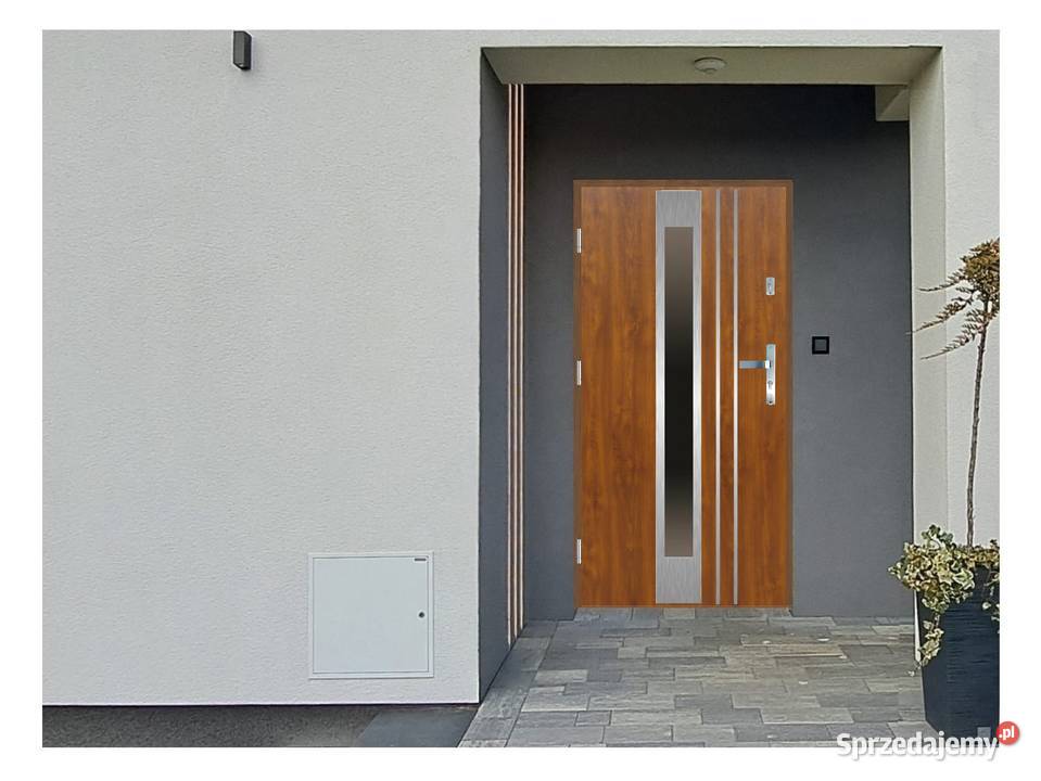 Drzwi wejściowe do domu GI15 INOX Złoty Dąb 90 Ciemniewo