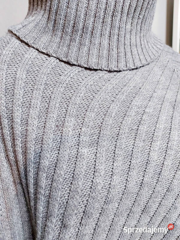 Szare ponczo peleryna z golfem krótkie 30 wełna Rozmiar 38(M) Złoczew