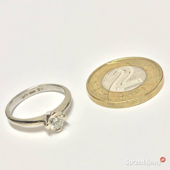 Złoty PIERŚCIONEK 585 14K cudny DIAMENT 033ct r8 Warszawa sprzedam