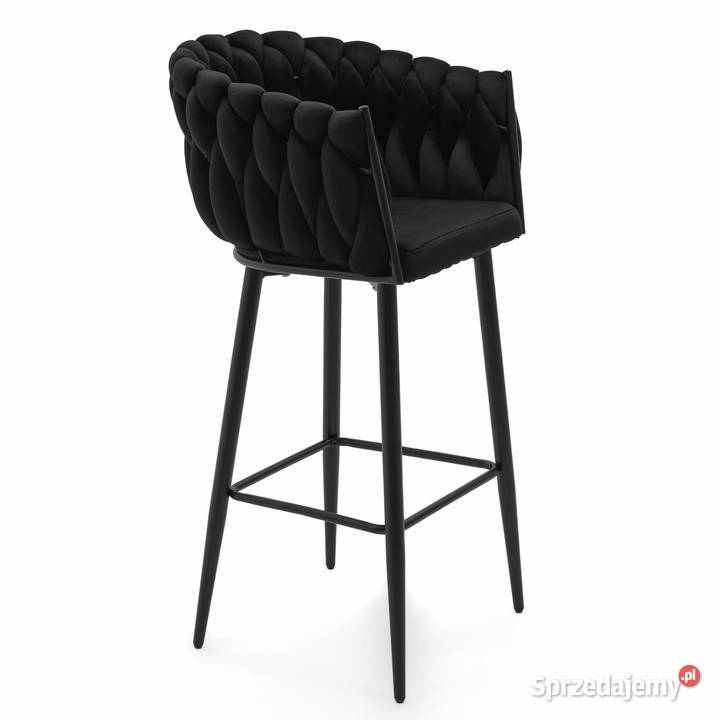 Czarny Hoker Tapicerowany Latina Wysyłka 24H 54cm Krzesła Tarchały Małe