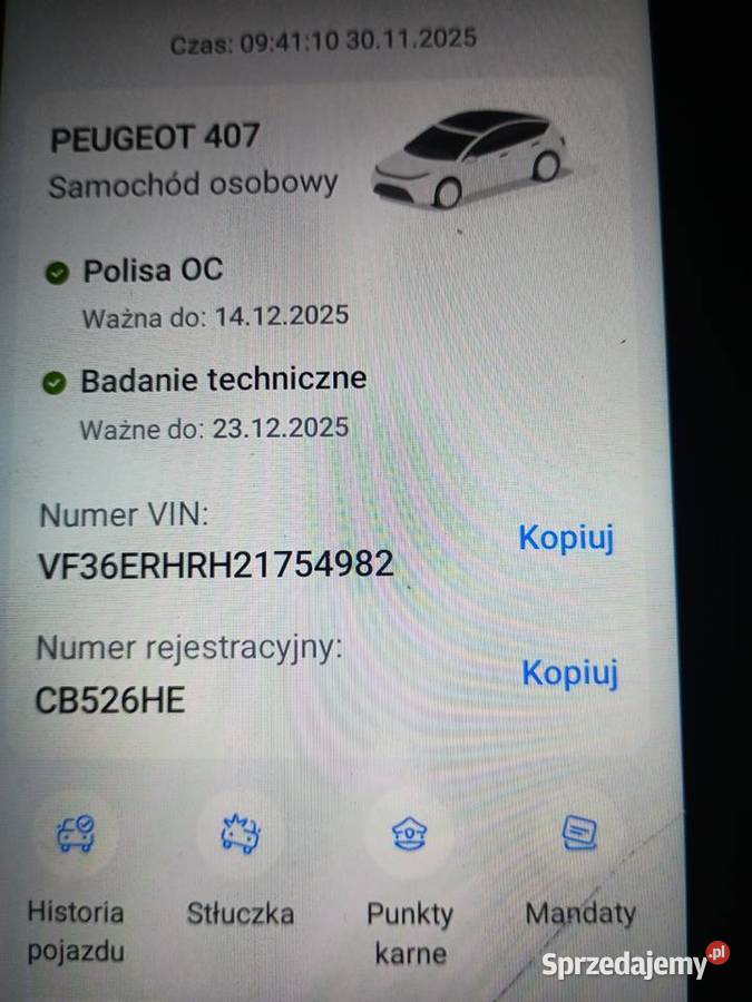 Peugeot 407 SW elektrycznie ustawiane fotele 407 Słupca