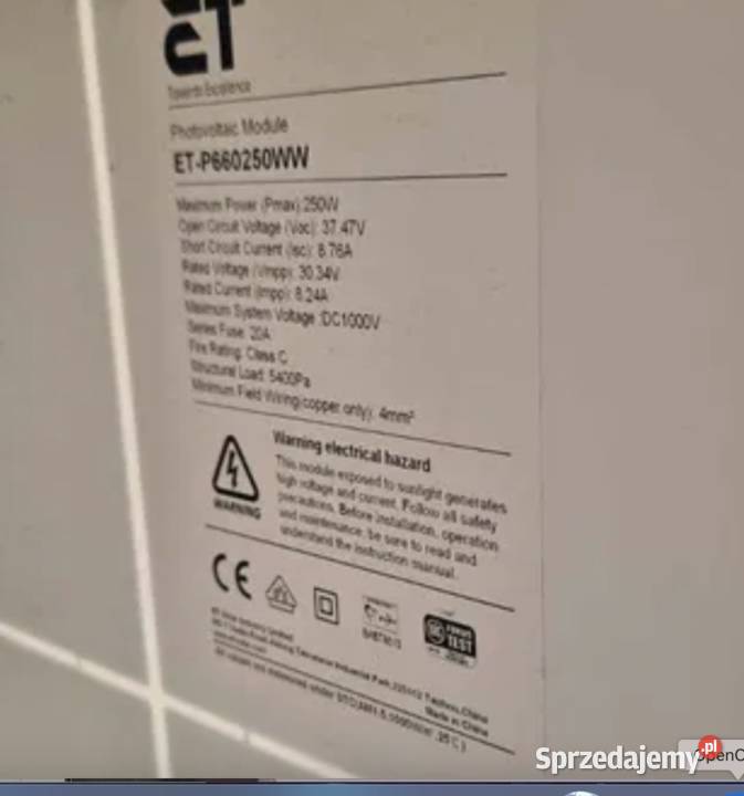 Używane Panele fotowoltaiczne 250W 70 Łódź