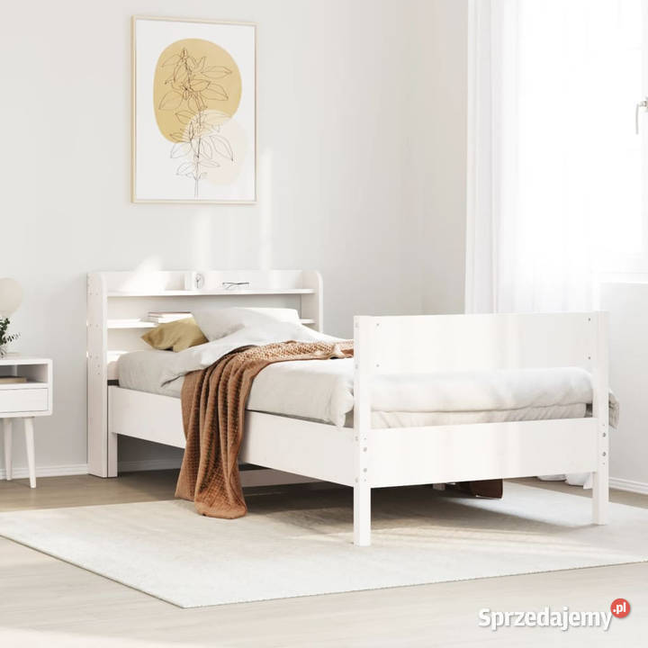 Rama łóżka bez materaca biała lite drewno 82cm Warszawa