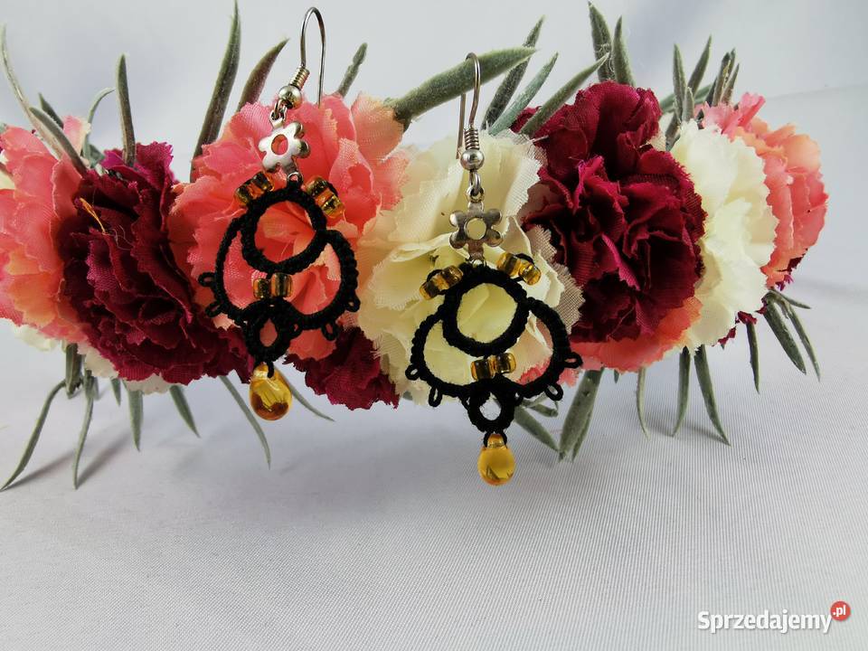 Kolczyki frywolitkowe Wiśniowa