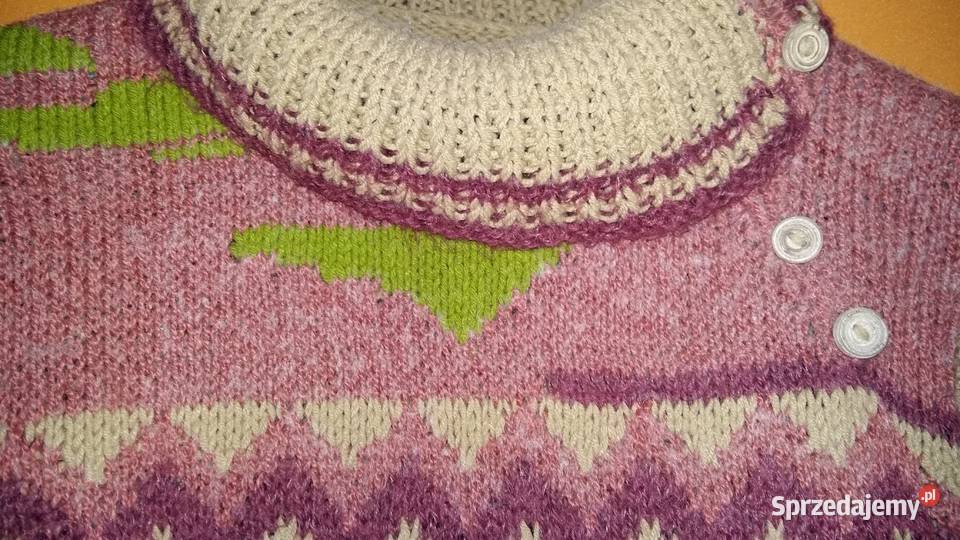 Sweter welniany handmade MRozpinany golf łódzkie Łódź