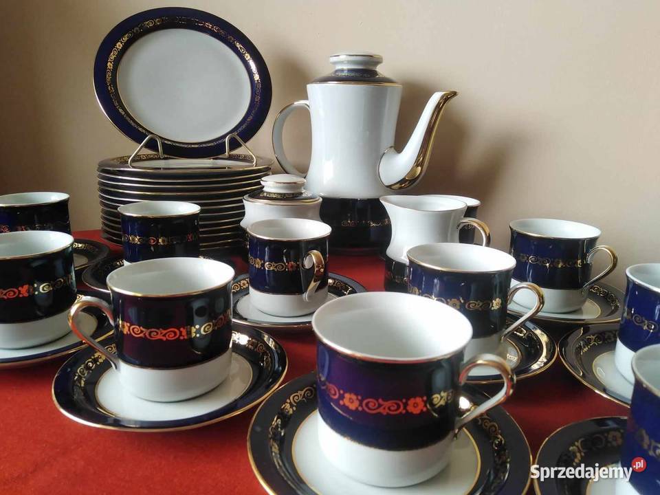 Serwis porcelanowy kobalt złocony 12 Wałbrzych