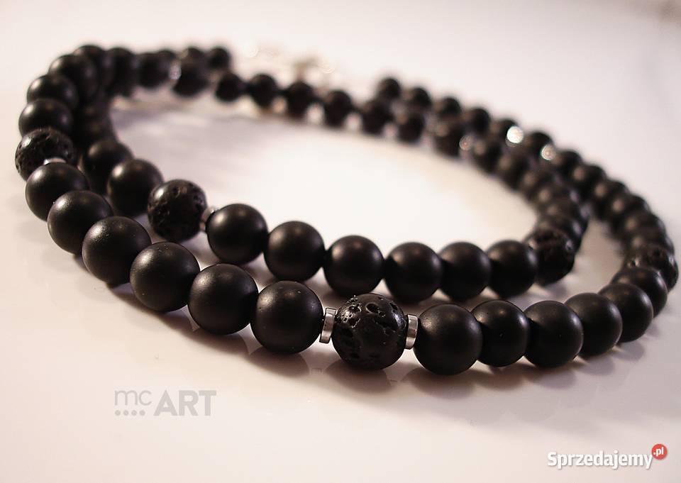 Naszyjnik męski onyks lawa hematyt 6 mm Warszawa sprzedam