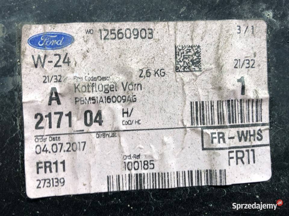 BŁOTNIK LEWY PRZÓD FORD FOCUS III Hatchback podkarpackie