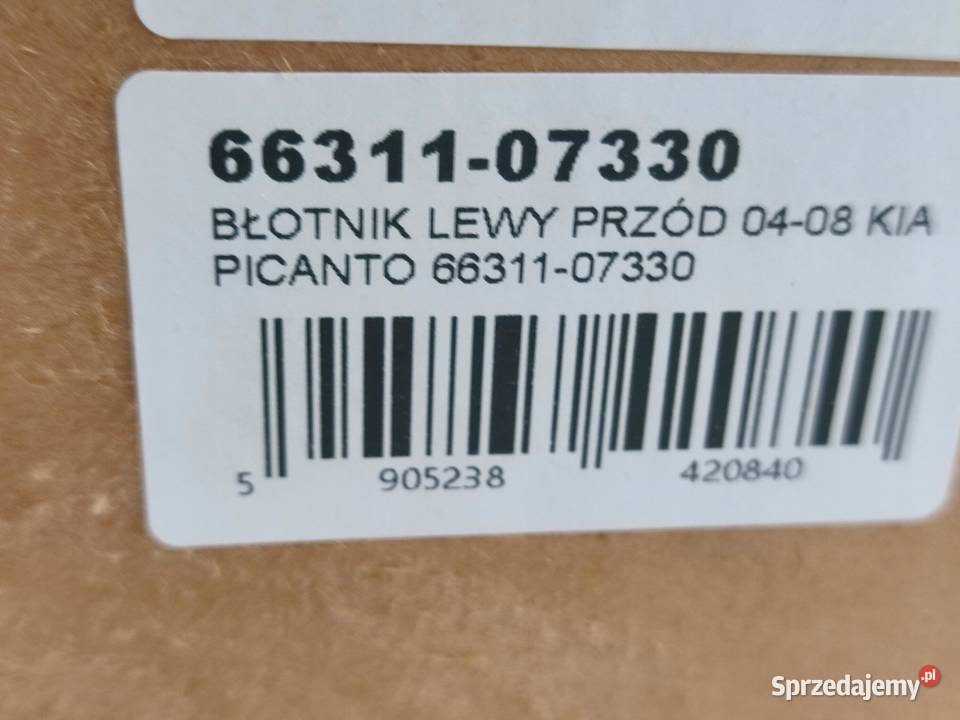 BŁOTNIK LEWY PRZÓD KIA PICANTO 20042008 NOWY osobowe