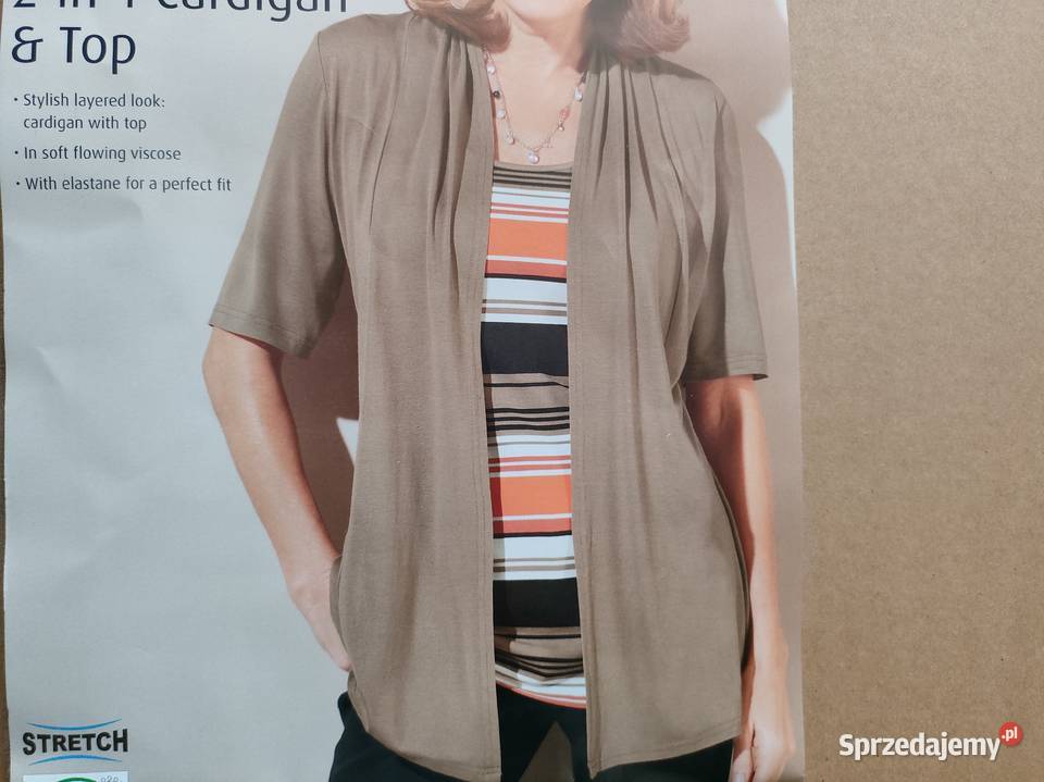 Kardigan z topem krótki rękaw Rozmiar S