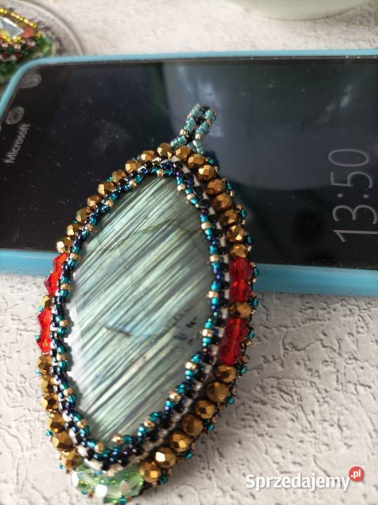 Wisior labradoryt duży beading