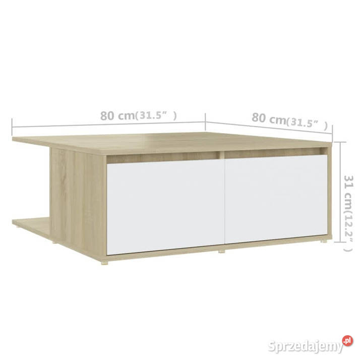 Stolik kawowy biel i dąb sonoma 80x80x31 mazowieckie Warszawa sprzedam