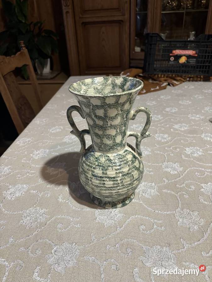 dzbanek flakon wazon fajans Pińczów vintage PRL Kosianka-Trojanówka