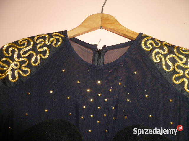 Sukienka czarna ze złotym dekorem czarny Kraków sprzedam