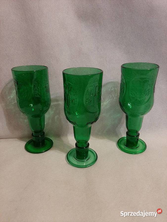 Grolsch trzy kufle do piwa zielone szkło