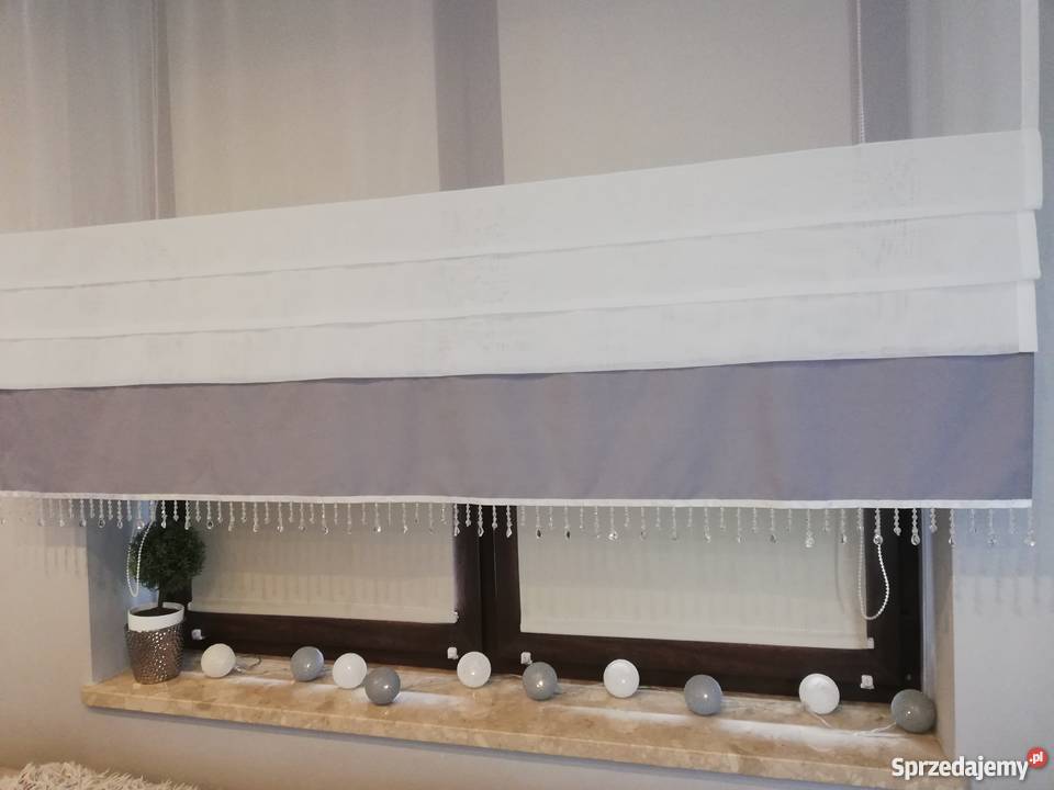 Firany roletki panele odcienie szarości Nowa Wieś