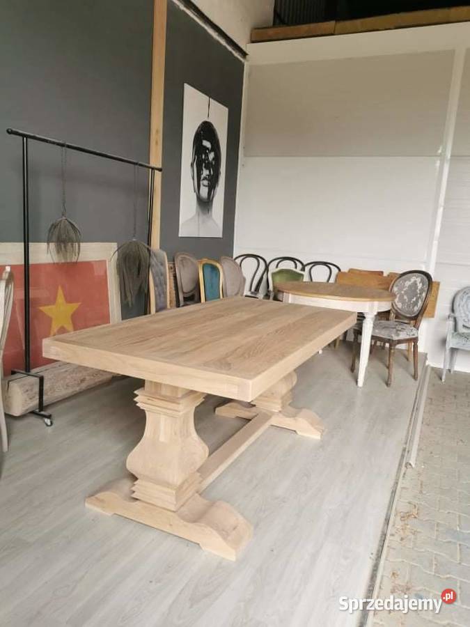Stół dębowy na dwóch masywnych nogach Łódź
