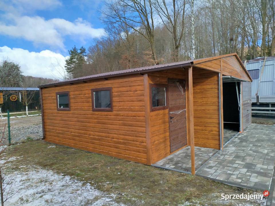DUŻY Garaż Blaszany ZŁOTY DĄB OKNA Garaże Sejny