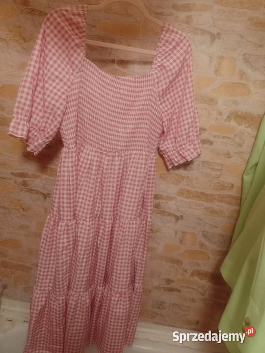 42XL Shein Długa sukienka letnia z biało różową Spódnice i sukienki Kraków sprzedam