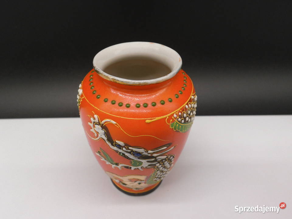 Japoński wazonwazonik Dragonware Moriage Vintage Raszków