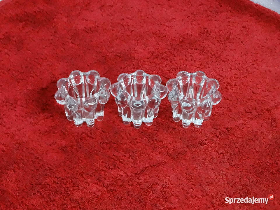 Francuskie świeczniki REIMS Ice Glass Vintage Biłgoraj