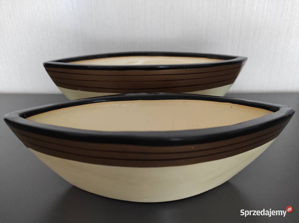 Doniczki osłonki ceramiczne PRL 2 Warpechy Stare sprzedam