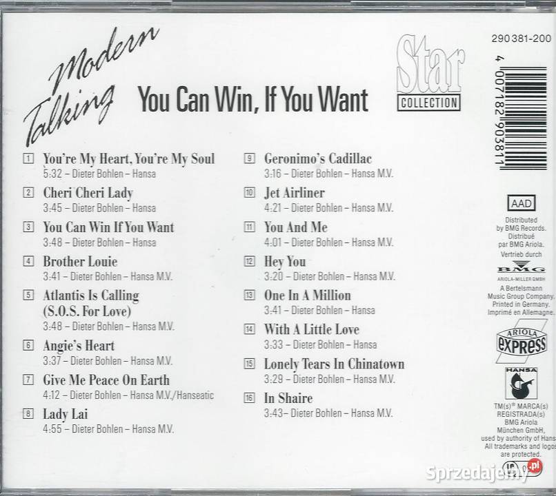 CD Modern Talking You Can Win If You Want 1991 Brwinów