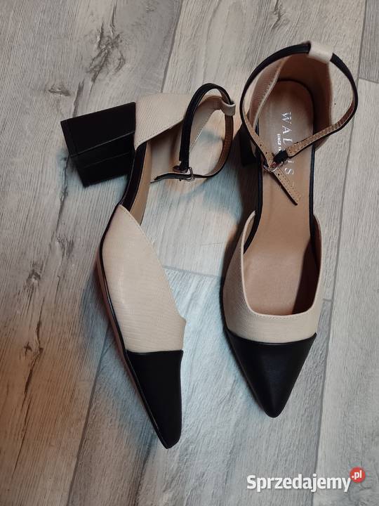 41 Ekskluzywne beżowo czarne czółenka wieczorowe Czółenka Kraków