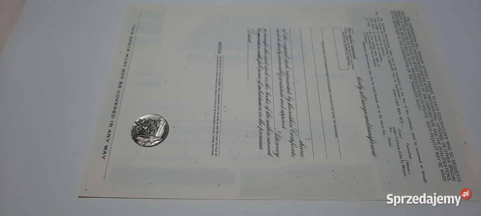 certyfikat akcji usa 4 Warszawa