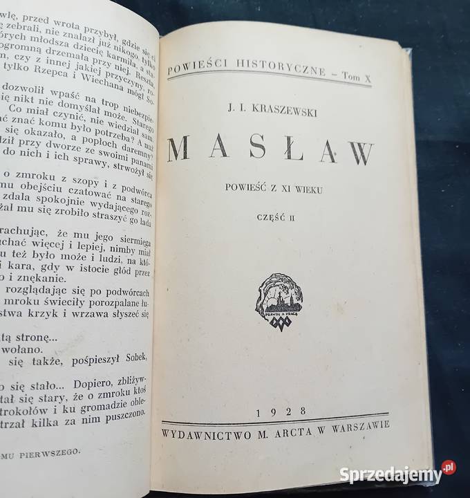 Józef Ignacy Kraszewski Masław Tomy 1i2 w jednym Antykwariat Koźminek