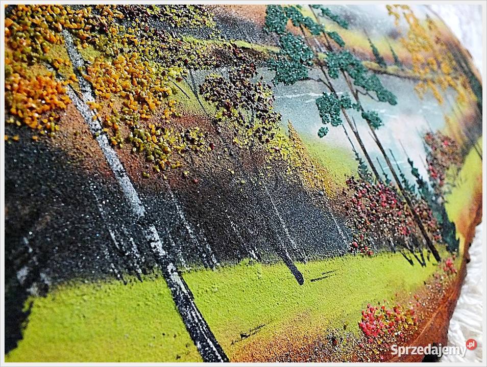 Duży Obraz ręcznie malowany na pniu drzewa Żary