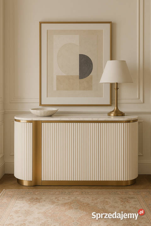 Ryflowana komoda biała złota Nutris Glamour Golkowice
