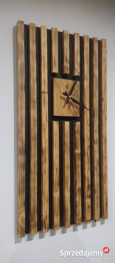 Zegar Ścienny drewniany 36 x 36 kostka dąb jasny Kruszwica