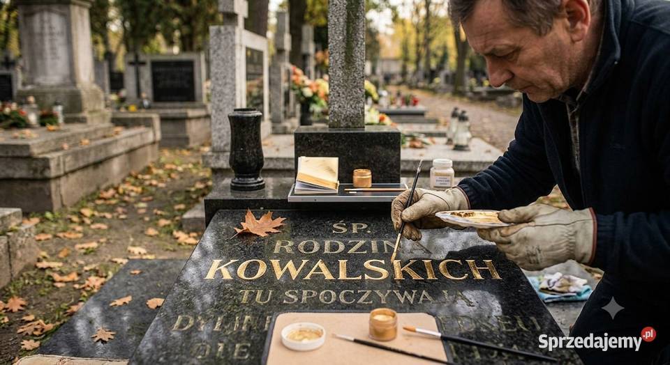 Renowacja liter i napisów na grobie pomniku Wrocław