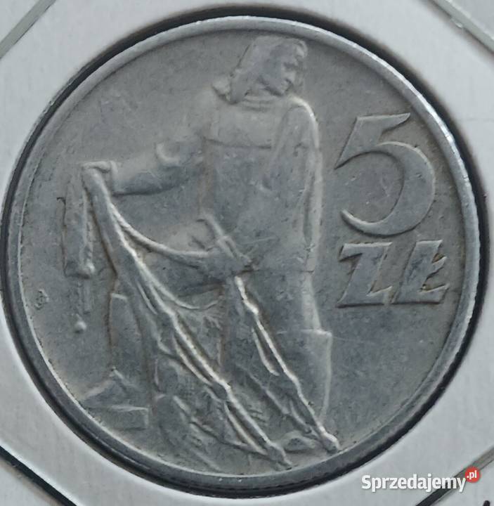 5 Złotych Rybak 1971 r 1 najniższy nakład Ładna Antyki, Sztuka, Kolekcje Konin