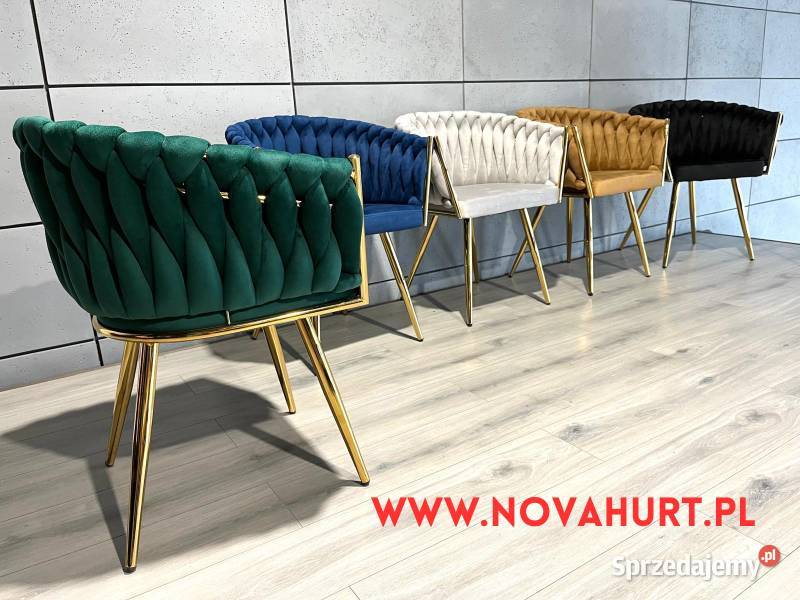 Fotel pleciony warkocz welur glamour mazowieckie Warszawa