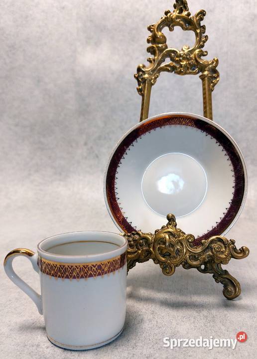 Kolekcjonerski duet filiżanka ornament złoccenia Porcelana i szkło Dobrzany sprzedam