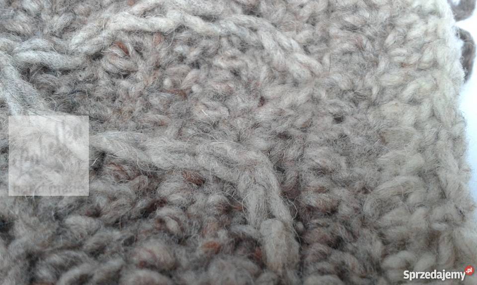 Rękawiczki mitenki wełniane na szydełku podlaskie